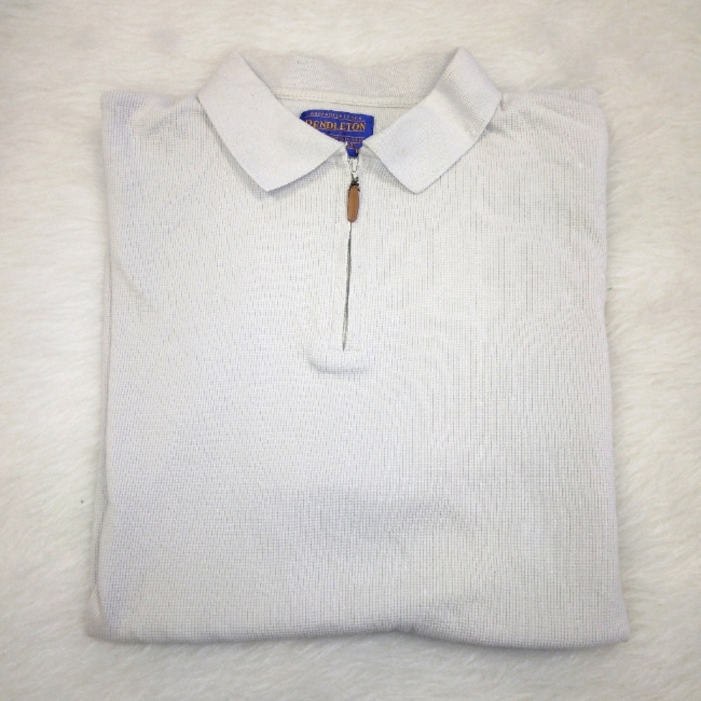 SHIRT Pendleton Men's Stone Polo Shirt With Zip Placket, Distressed